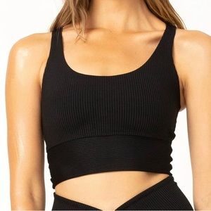 Year Of Ours Black Ribbed Gym Bra Size Medium